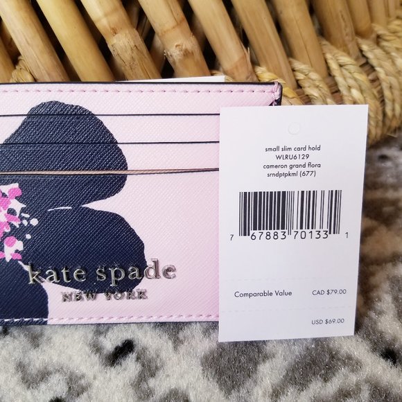 Small Slim Card Holder Kate Spade Grand Flora Pink - Picture 7 of 7